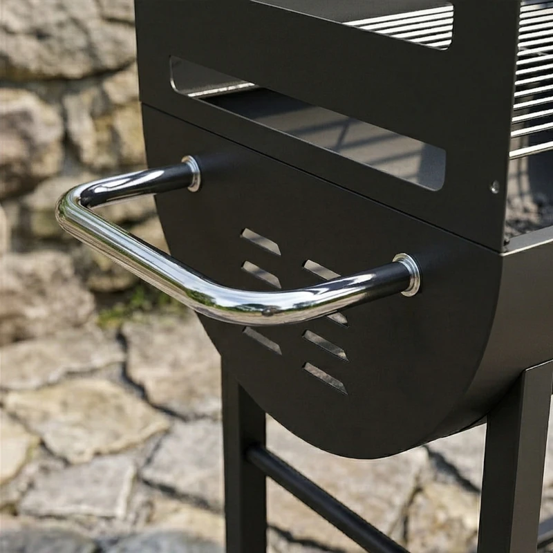 Outsunny Charcoal Barbecue Grill with 2 Cooking Areas, Portable BBQ Trolley with Wheels, Height Adjustable Grates, Bottom Shelf
