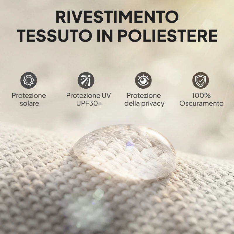 Outsunny Tenda a rullo da esterno oscurante e retrattile, 2,4x1,6 m, Crema