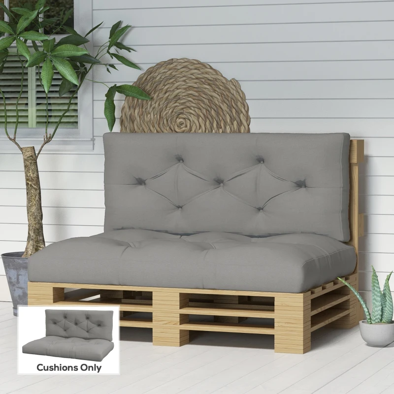 Outsunny Seat and Back Padded Pallet Cushion Set - Light Grey