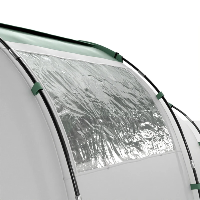 Outsunny 4 Man UV Protection Camping Tent - Green and White