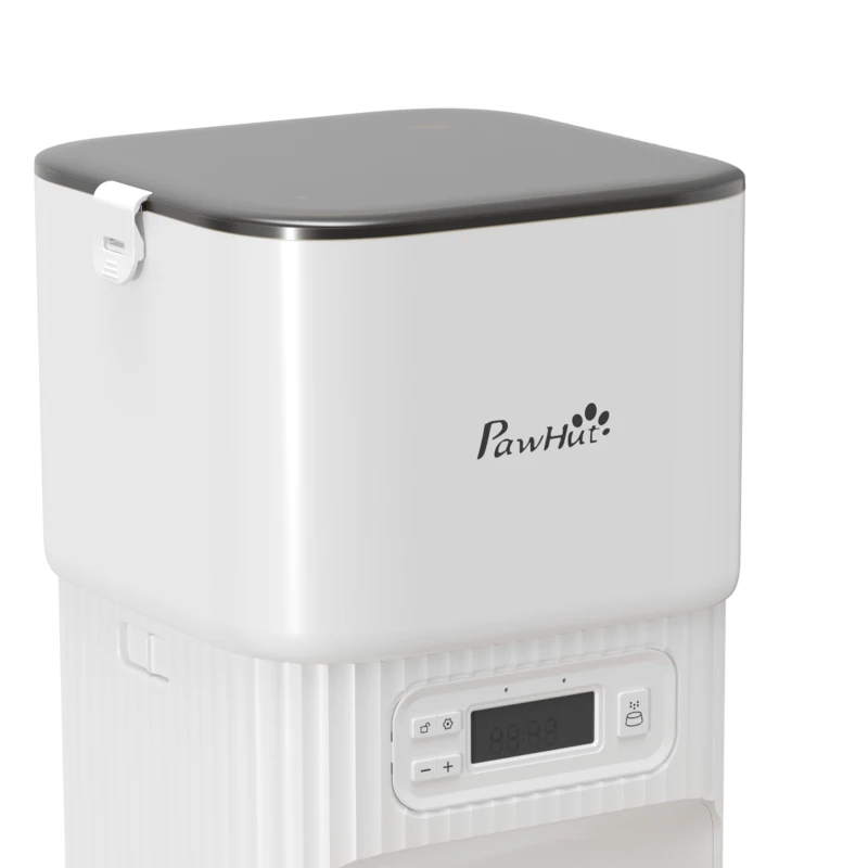 PawHut Automatic Cat Feeder Timed Portion Control Pet Food Dispenser with 2 Stainless Steel Bowls