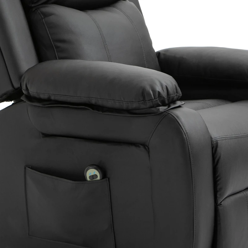 HOMCOM Fauteuil releveur électrique fauteuil relax électrique avec repose-pied télécommande et 2 pochettes 76x90x105cm noir