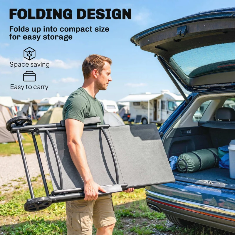 Outsunny Five-Position Reclining Sun Lounger - Grey