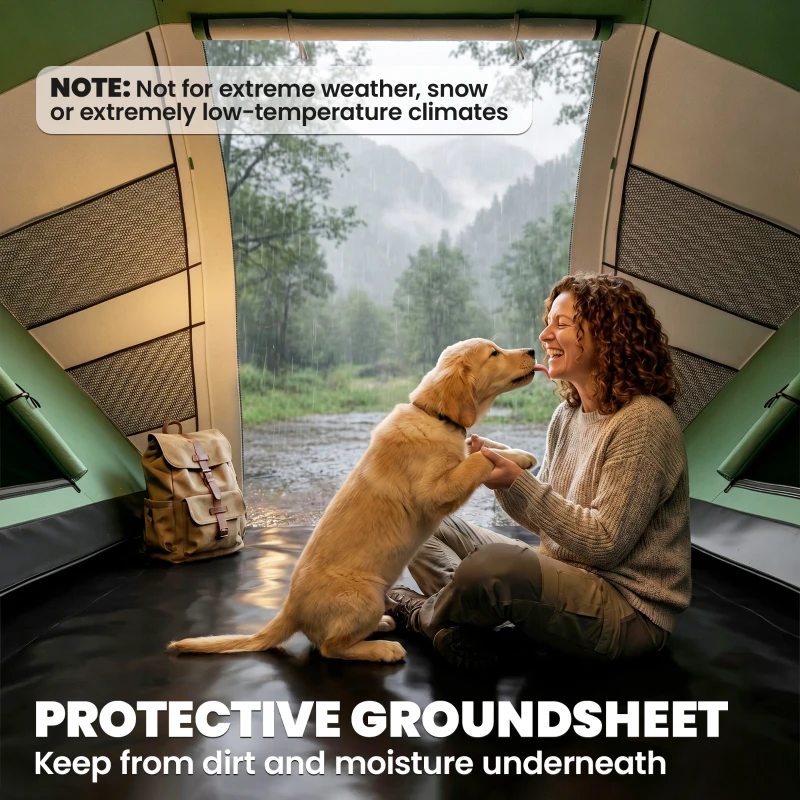 Outsunny 4 Man UV Protection Camping Tent - Green and White