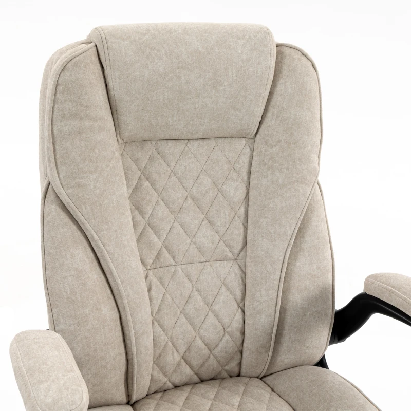 HOMCOM Fauteuil de bureau, chaise bureau ergonomique, hauteur réglable, accoudoirs relevables, 70 x 70 x 114-122 cm, beige