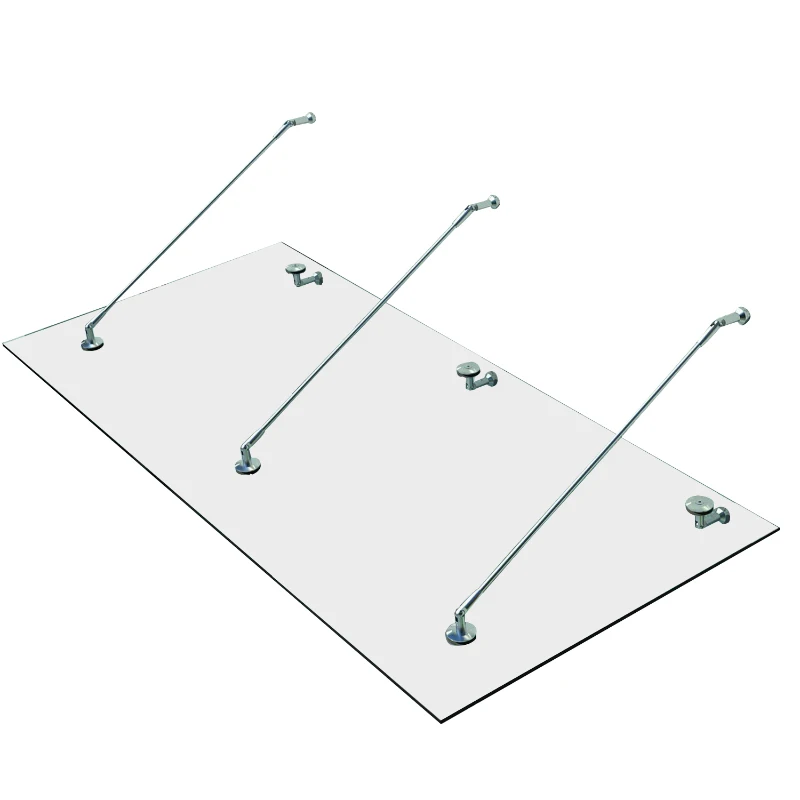 HOMCOM Pensilina in Vetro per Porta d'Ingresso in Acciaio Inossidabile e Vetro Temperato, 200x90 cm, Trasparente