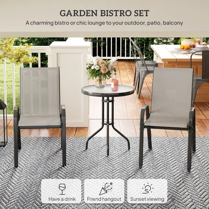 Outsunny Three-Piece Outdoor Garden Set - Light Grey
