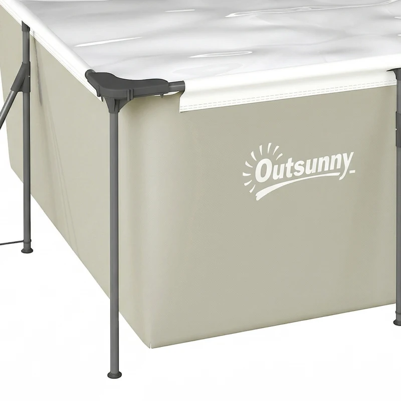 Outsunny Piscine Tubulaire Rectangulaire Piscine Hors Sol Nouvelle Structure Stable Antirouille 394,5x208,3x80,5cm Gris