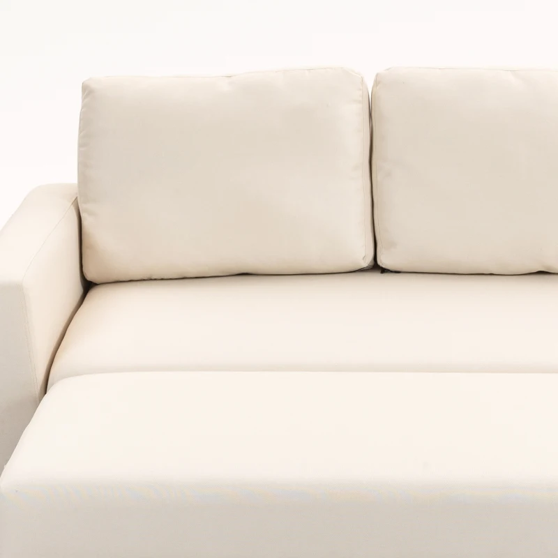 HOMCOM Canapé d'angle convertible modulable avec méridienne réversible, coffre de rangement et 3 coussins de dossier, crème(m-13)