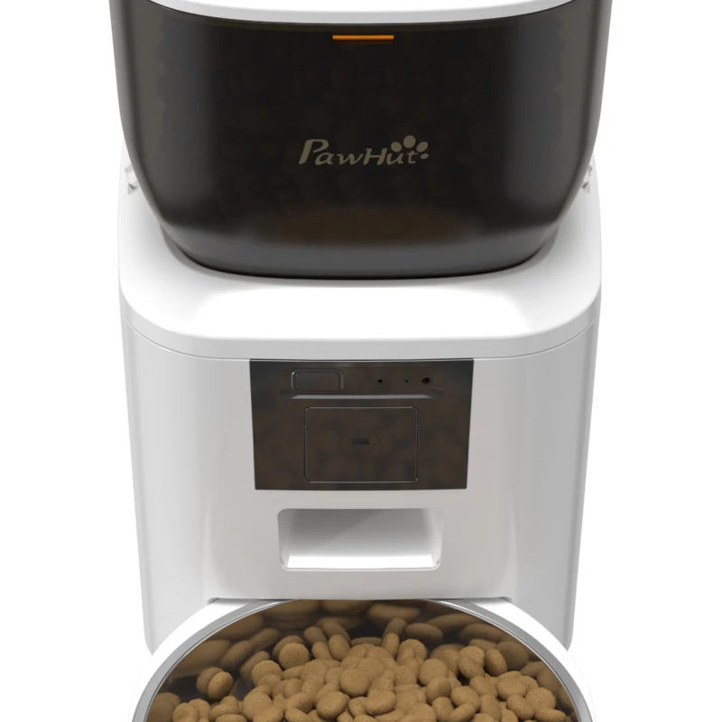 PawHut Automatic Cat Feeder with Camera, 2.4G WiFi, APP Control 4L Pet Feeder 1-10 Meals with 2-Way Audio, Dual Power Supply