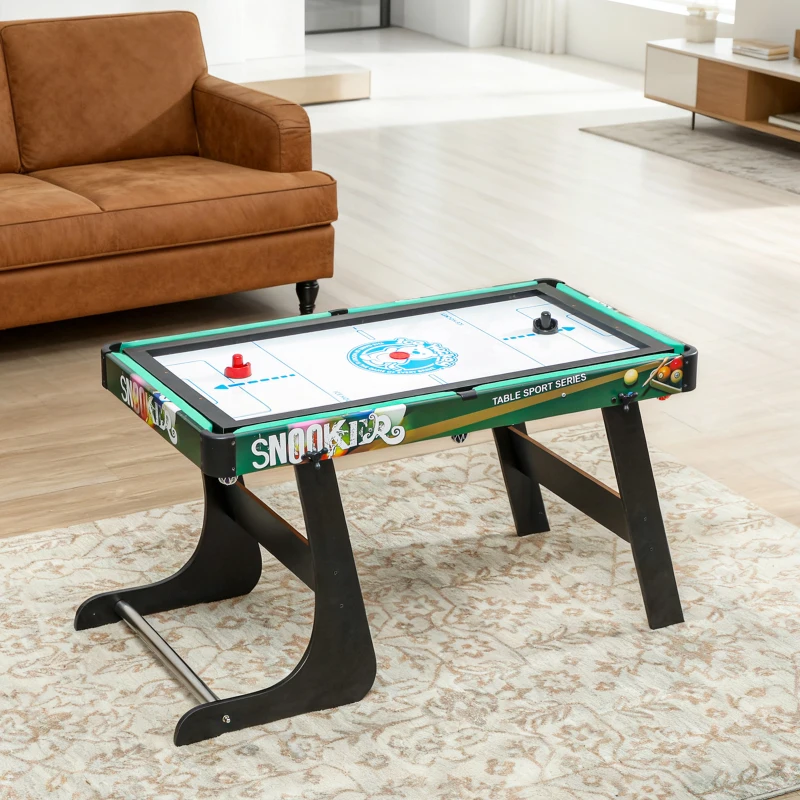 HOMCOM Table Multi-Jeux 6-en-1, Baby-Foot, Billard, Ping-Pong, Hockey, Jeu d'Anneaux, 118x104x71cm, Multicolore