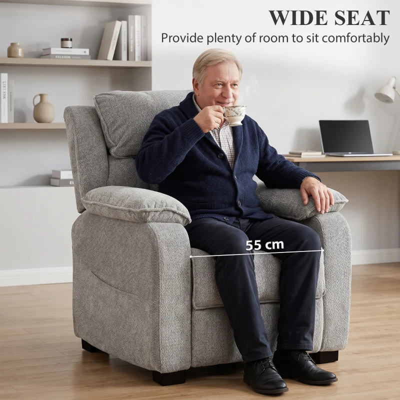 HOMCOM Power Recliner Armchair with Massage and Heat, Electric Reclining Chair with Wide Spring Seat, Light Grey