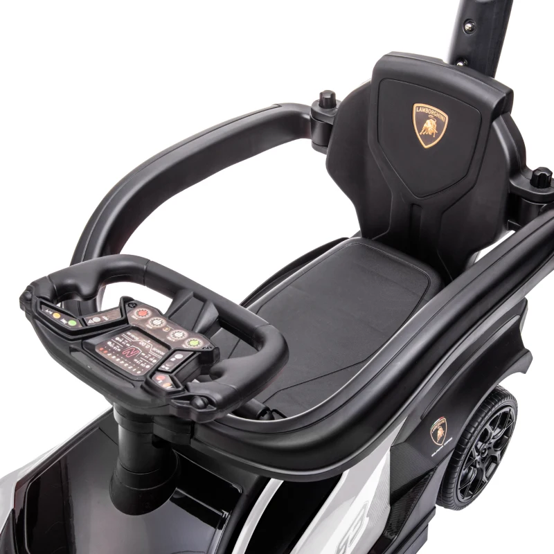 AIYAPLAY Voiture à pousser pour enfants porteur enfants 1 à 3 ans multi-équipée avec poignée de poussée, klaxon et volant, Blanc