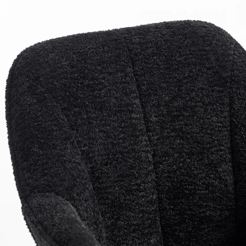 HOMCOM Modern Makeup Vanity Chair, Snow Flannel Office Chair with Tub Back, Black