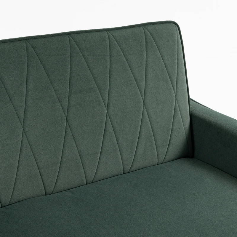 HOMCOM 2 Seater Sofa Bed, 3-in-1 Convertible Pull Out Sleeper Sofa with Clik-Clack Adjustable Backrest, Dark Green