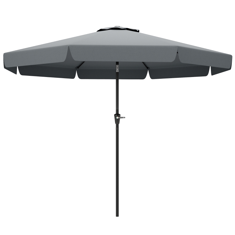 Outsunny Parasol de Jardín de Aluminio Ø266x250 cm con Ángulo Ajustable Protección UV50+ Techo de Ventilación y Manivela Gris