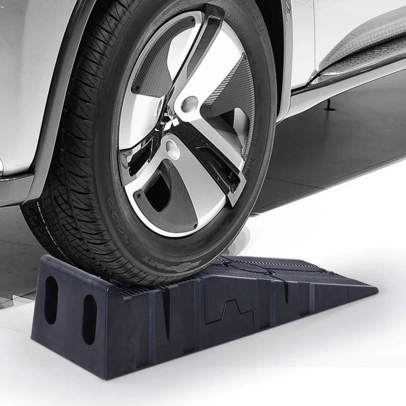 DURHAND Juego de 2 Rampas Portátiles de Plástico Carga 3 Toneladas para Coches Estándares Furgonetas Pequeñas 91x30x21 cm Negro