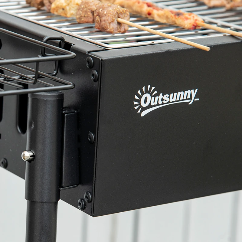 Outsunny Portable Charcoal BBQ Grill with Seasoning Baskets for Camping Picnic Hiking