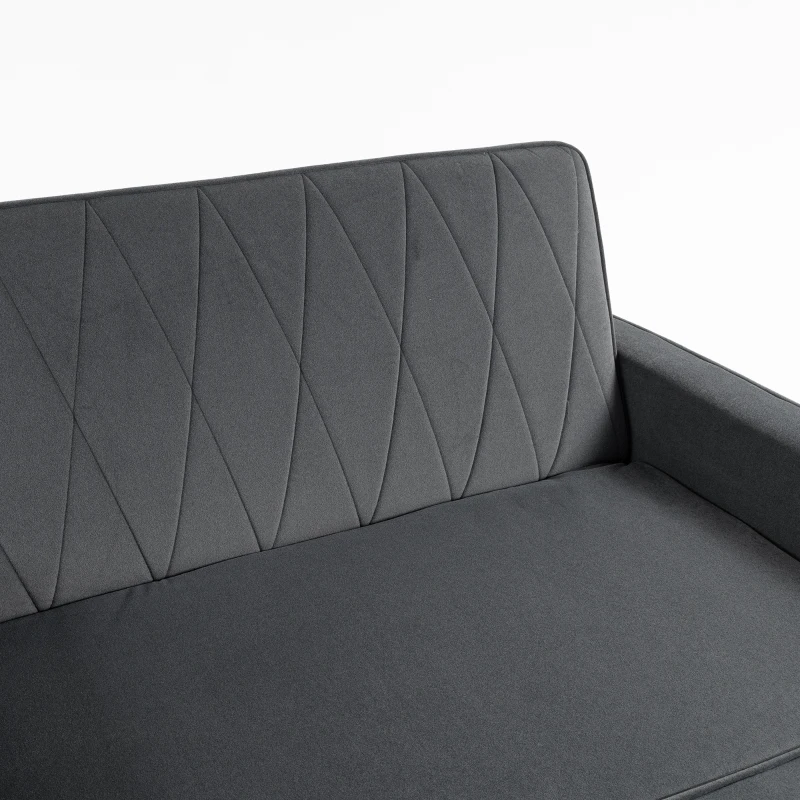 HOMCOM 2 Seater Sofa Bed, 3-in-1 Convertible Pull Out Sleeper Sofa with Clik-Clack Adjustable Backrest, Dark Grey