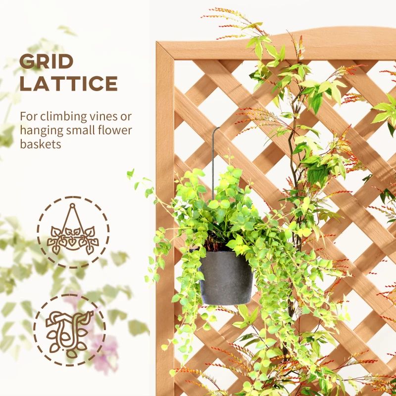Outsunny Wooden Planter with Trellis, Freestanding Raised Bed for Garden with Lattice, Outdoor Planter Box for Climbing Plants, Vines, Flowers, 76 x 36 x 170 cm, Natural