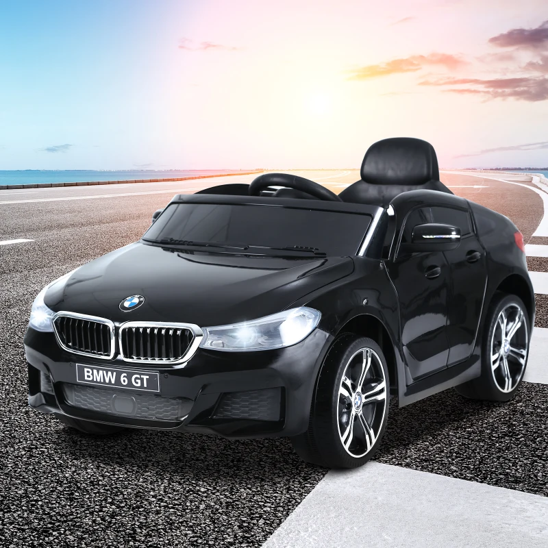 HOMCOM Macchina Elettrica per Bambini BMW 6GT 6V, Macchina Telecomandata con Musica e Fari LED, MP3, Clacson, 106 x 64 x 51 cm, Nero