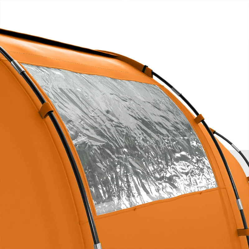 Outsunny 4 Man Camping Tent, UV Protection Tunnel Tent with 2 Bedrooms and Living Area, Large Hiking Sun Shelter, 430 x 240 x 170 cm, Orange