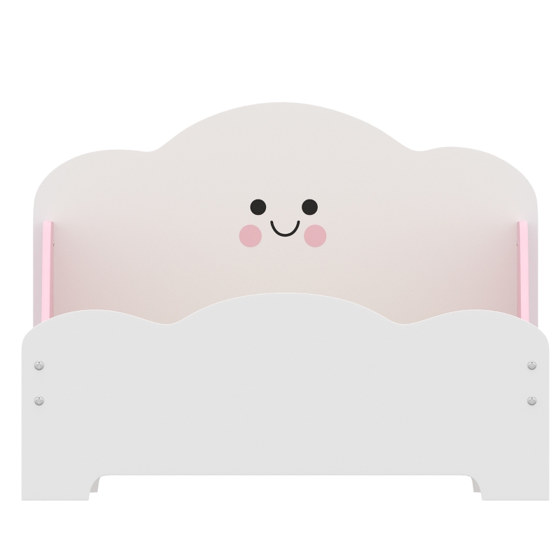 AIYAPLAY Lit enfant 70 x 140 cm, lit pour enfant avec barriere de securite et sommier à lattes en bois, rose (matelas non inclus)