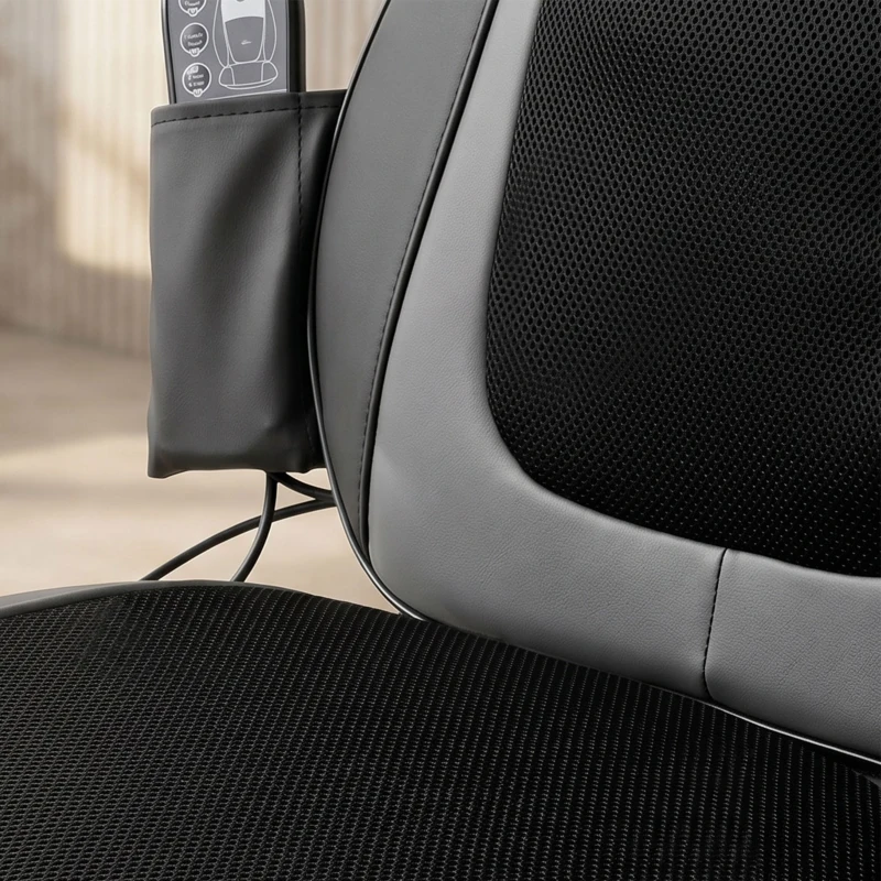HOMCOM Back Massager with Heat, Deep Tissue Kneading Massage Chair with 3-Level Seat Vibration, Massage Chair Pad for Back Pain