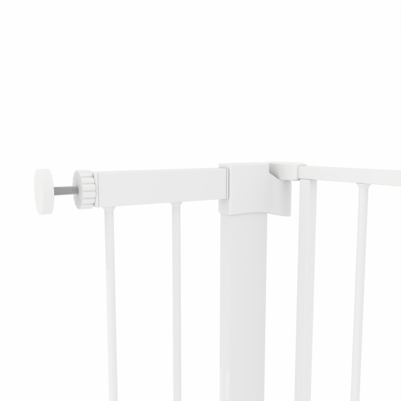 PawHut Barrière de sécurité animaux avec porte fermeture automatique système de double verrouillage, acier blanc