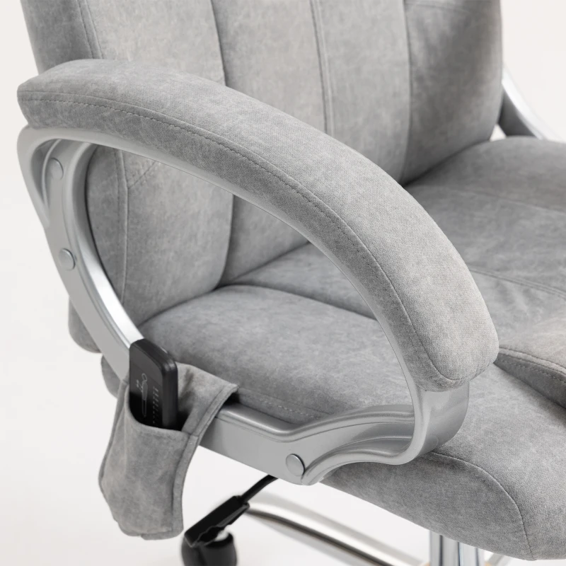 HOMCOM Fauteuil de Bureau Massant et Chauffant, Chaise de Bureau Ergonomique, Hauteur et Accoudoirs Réglables, Gris