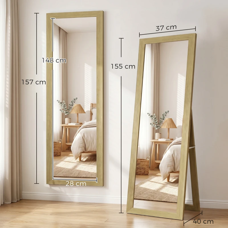 HOMCOM 37 x 157 cm Full Length Mirror - Natural