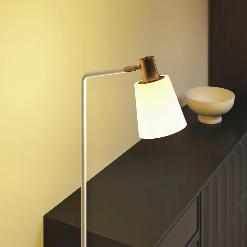 HOMCOM Modern Standing Lamp, Floor Lamp with 350° Rotatable Head for Living Room, White