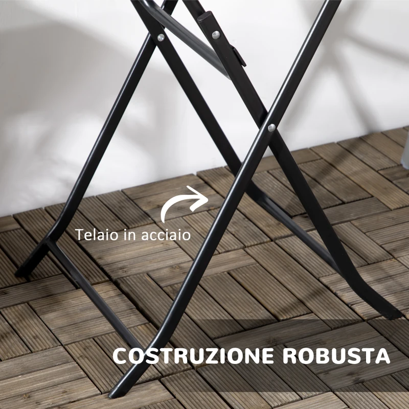 Outsunny Tavolo da Giardino Rotondo e Pieghevole in Acciaio e HDPE, Ø60x73 cm, Grigio Scuro