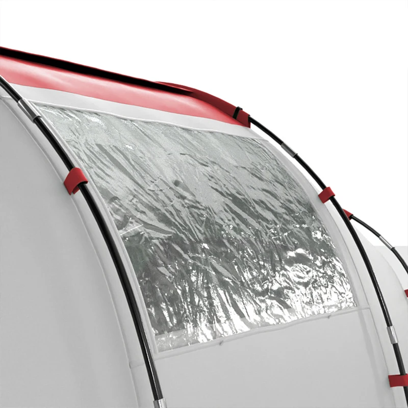 Outsunny 4 Man UV Protection Camping Tent - Grey and Red