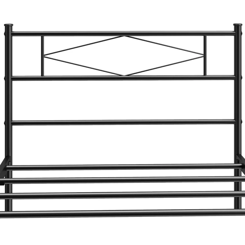 HOMCOM 3ft Single Bed Frame with Headboard and Footboard, Metal Platform Bed Frame with 32 cm Underbed Storage, Black
