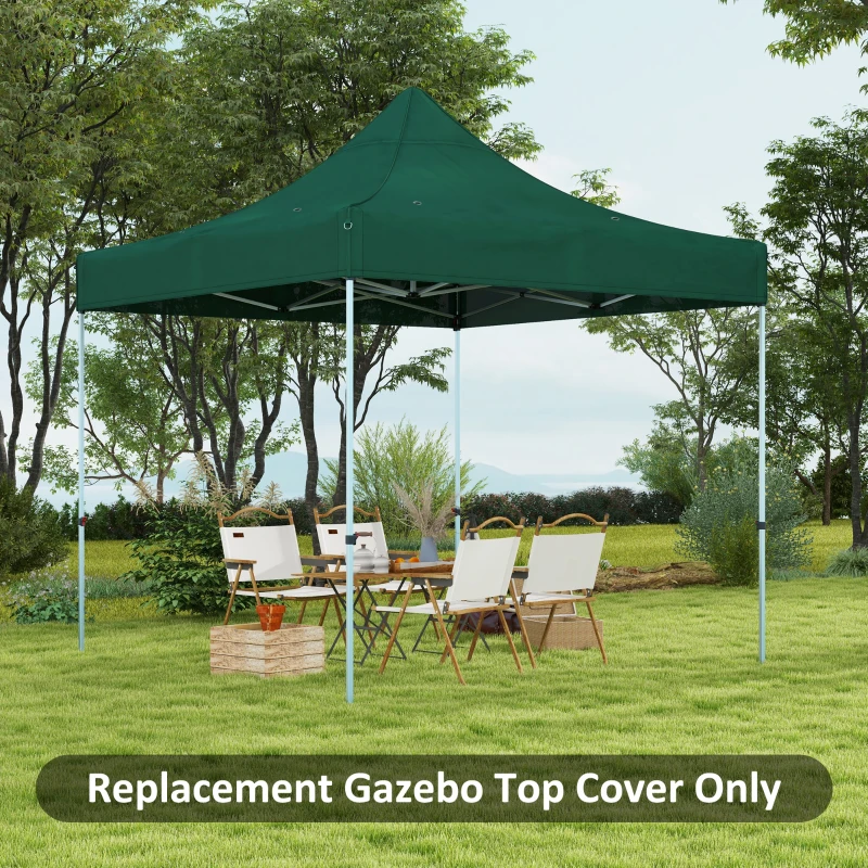 Outsunny Techo de Repuesto para Carpa Plegable de Tela Oxford 3x3 m con Techo Puntiagudo Impermeable y Anti-UV Verde Oscuro