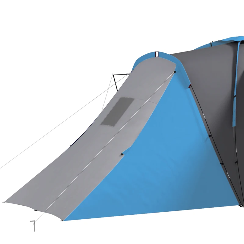 Outsunny Tente de camping familiale 4-6 pers. étanche légère facile à monter 2 grandes portes dim. 5,55 x 2,25 x 1,9 m gris foncé et bleu
