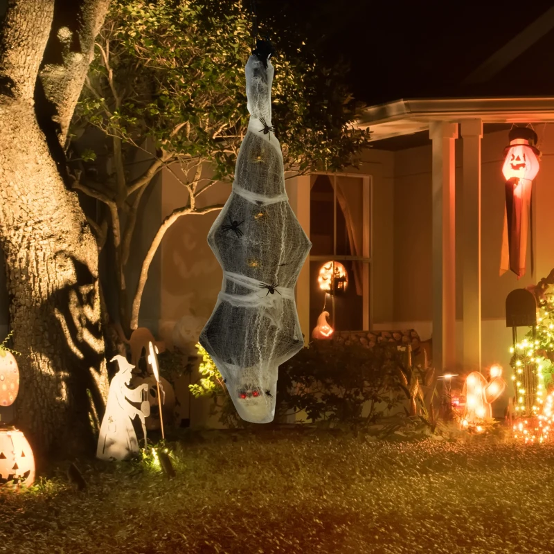 HOMCOM Halloween-Mumie, Halloween-Dekoration, Soundfunktion, mit Bewegungssensor und LED-Lichtern, 60 cm x 16 cm x 170 cm