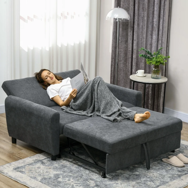 HOMCOM Divano Letto Clic Clac con Schienale Regolabile su 3 Livelli, in Tessuto Effetto Velluto, 148x87x88 cm, Grigio