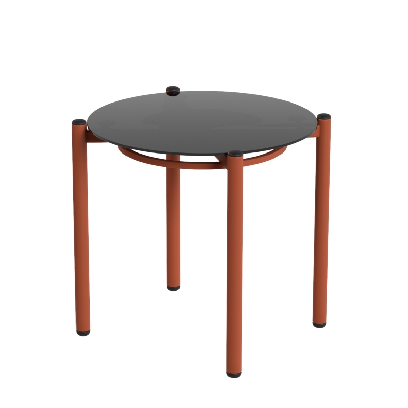 Outsunny Salon de Jardin 3 Pièces, 2 Fauteuils, 1 Table Basse, Coussins Épais, Plateau en Verre Trempé, 63x77x76cm, Rouge Vineux