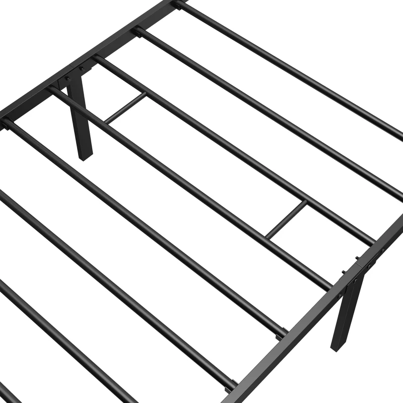 HOMCOM 3ft Single Bed Frame with Headboard and Footboard, Metal Platform Bed Frame with 32 cm Underbed Storage, Black