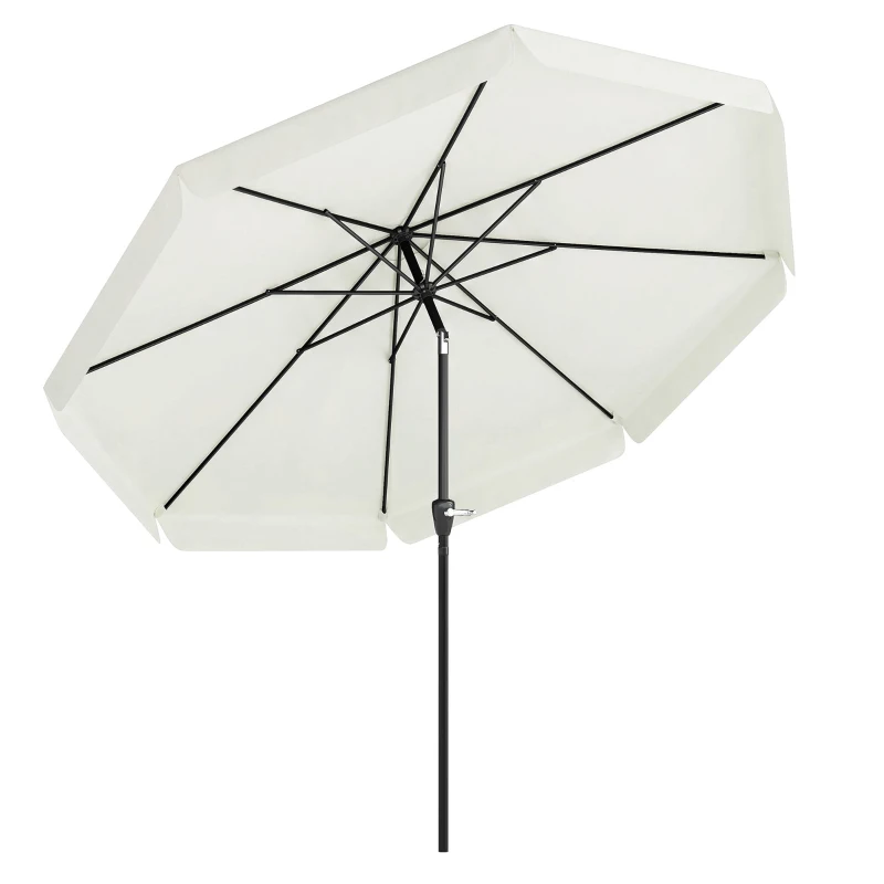 Outsunny Umbrelă Rotundă Înclinabilă, cu Manivelă, din Aluminiu, Metal și Poliester, Ø266x248,5 cm, Alb Crem