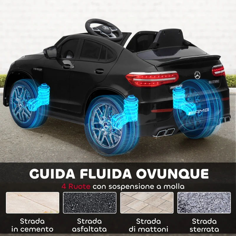 HOMCOM Macchina Elettrica per Bambini 3-5 Anni Mercedes con Cintura di Sicurezza e Telecomando, Nero
