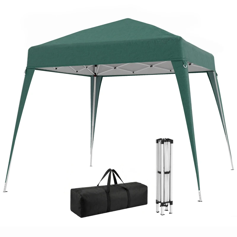 Outsunny Tonnelle barnum de jardin pop-up pliant 2,4 x 2,4 m acier polyester anti UV avec sac de transport vert foncé