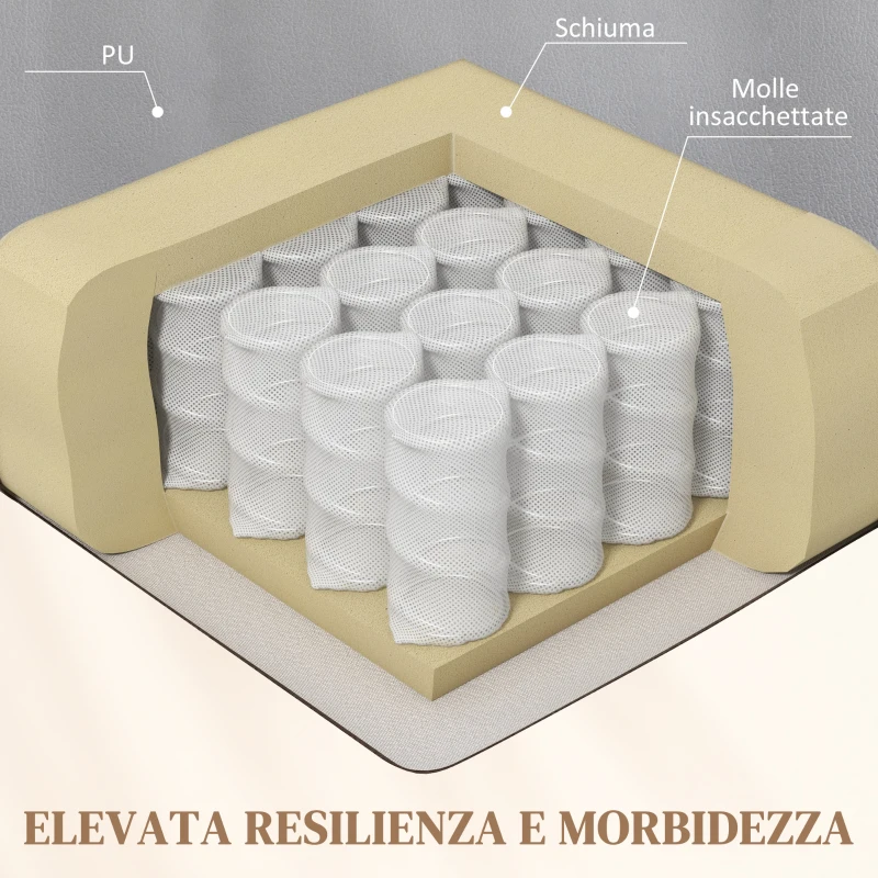 HOMCOM Poltrona Massaggiante e Reclinabile con Poggiapiedi e Telecomando, in Pelle PU, 89x99x106 cm, Grigio