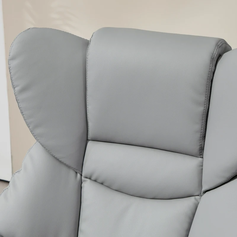 HOMCOM Draaibare relaxfauteuil met voetenbank, hoge rugleuning, hoogwaardig schuim, houten basis, lichtgrijs