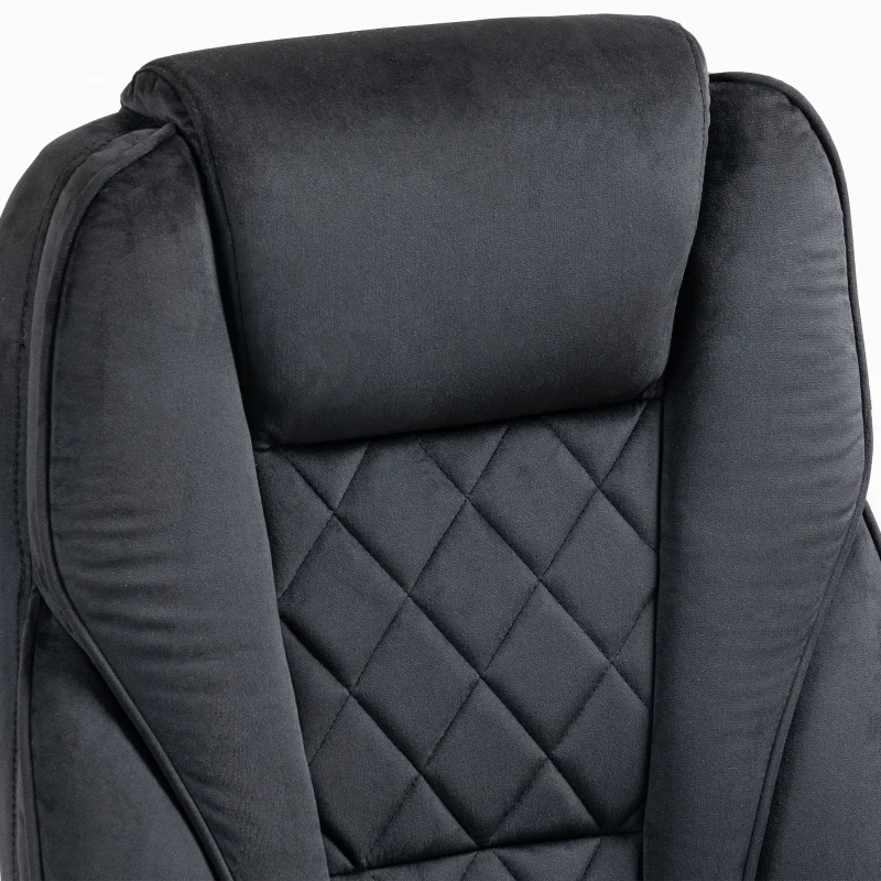 Vinsetto Ergonomische Massage Bureaustoel met Voetsteun, Draaibaar, Op Wielen, Zwart