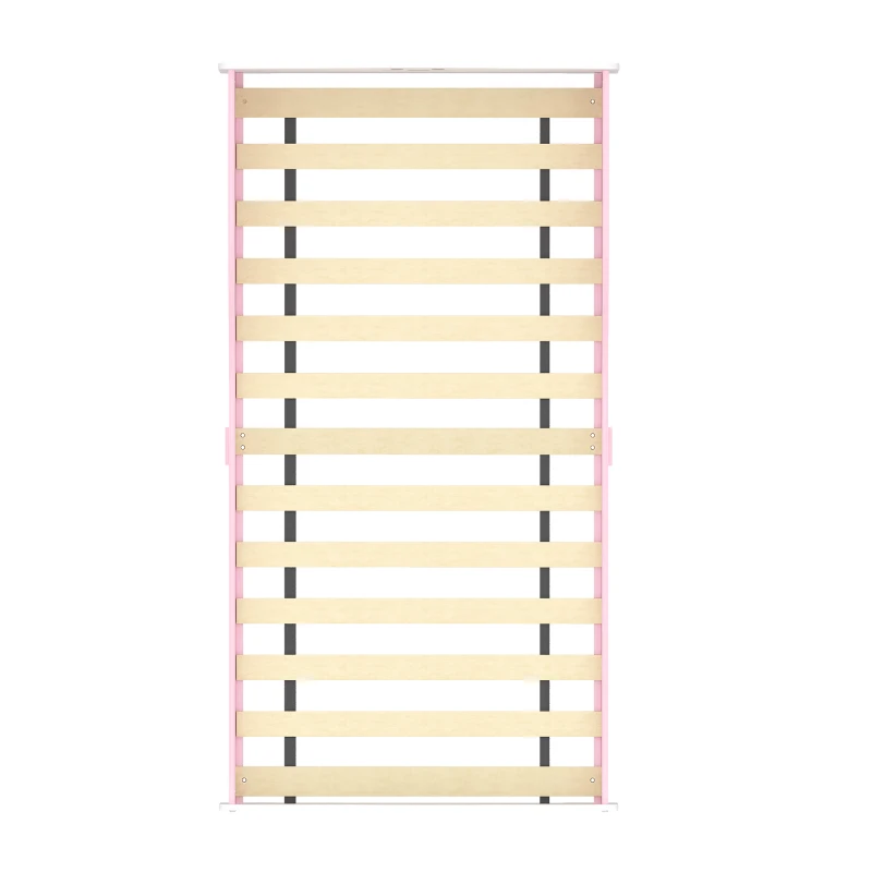 AIYAPLAY Lit enfant 70 x 140 cm, lit pour enfant avec barriere de securite et sommier à lattes en bois, rose (matelas non inclus)