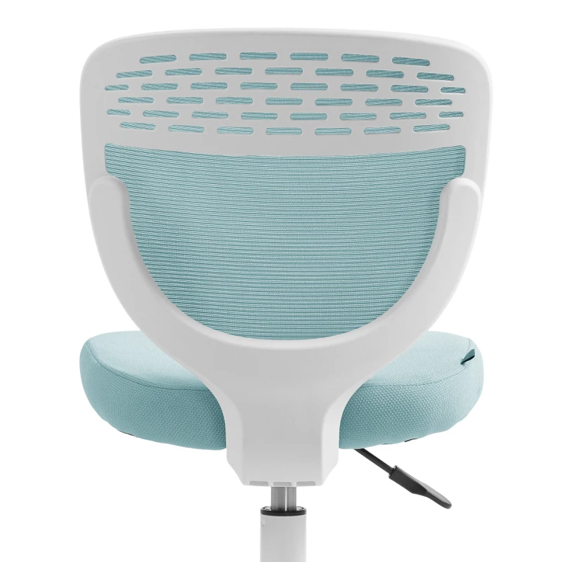 HOMCOM Office Chair, Armless Computer Desk Chair with Breathable Mesh, Adjustable Height, Swivel Wheels, Light Blue