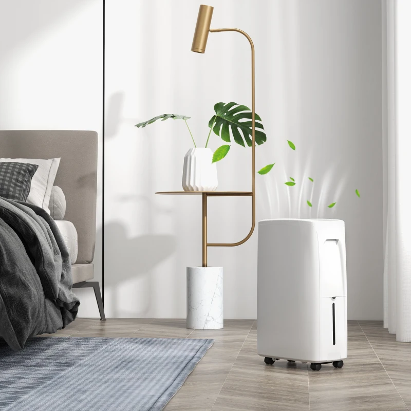 HOMCOM Deshumidificador Eléctrico 12L/Días Silencioso con 4 Modos 2 Velocidades 29x18x49 cm Blanco